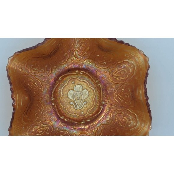 Vintage Fenton persian medallion small carnival glass dish rare marigold - Picture 5 of 16